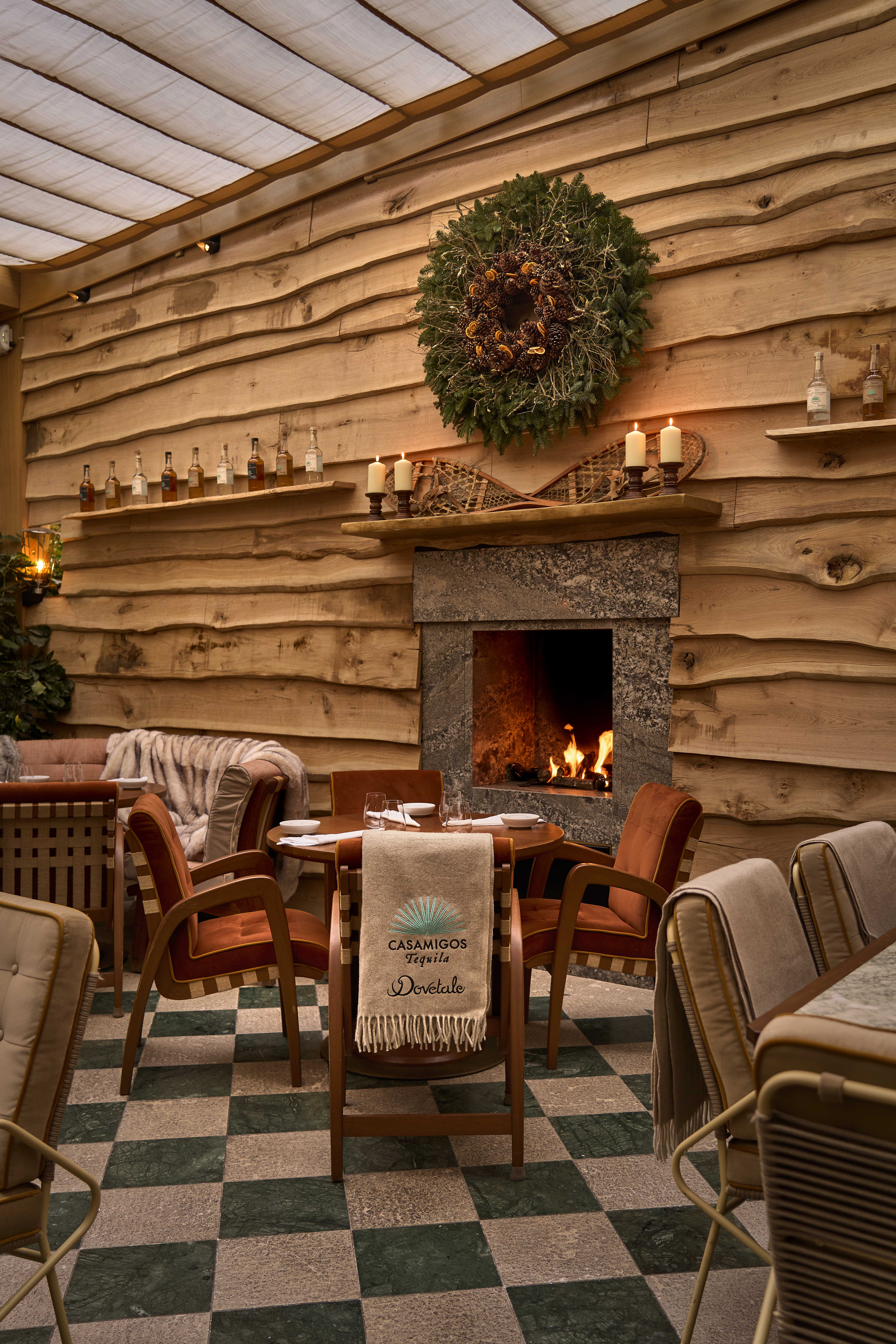 Covered Outdoor Terrace and Fireplace