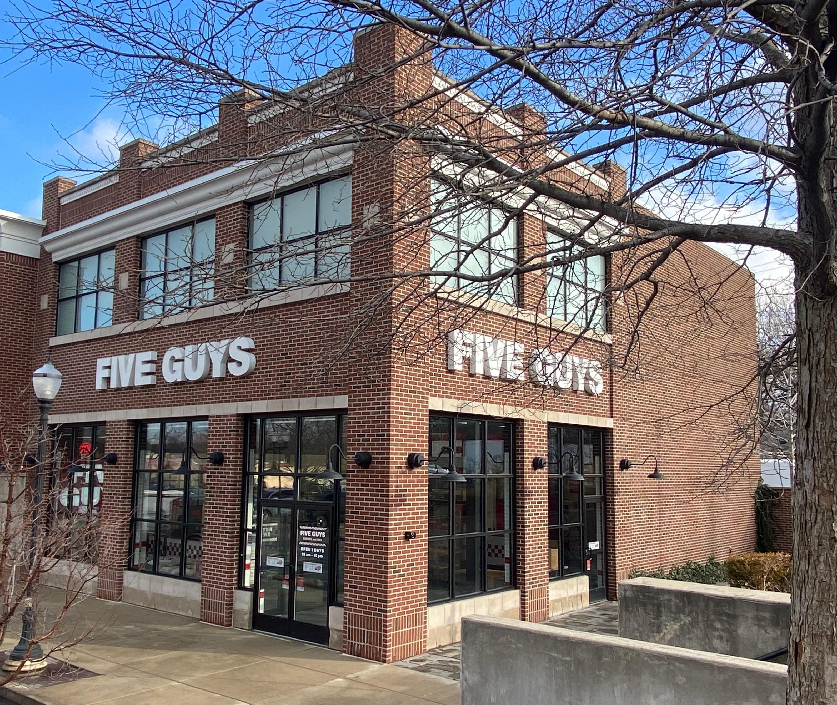 Exterior photograph of the Five Guys restaurant at 8231 Calumet Avenue in Munster, Indiana.