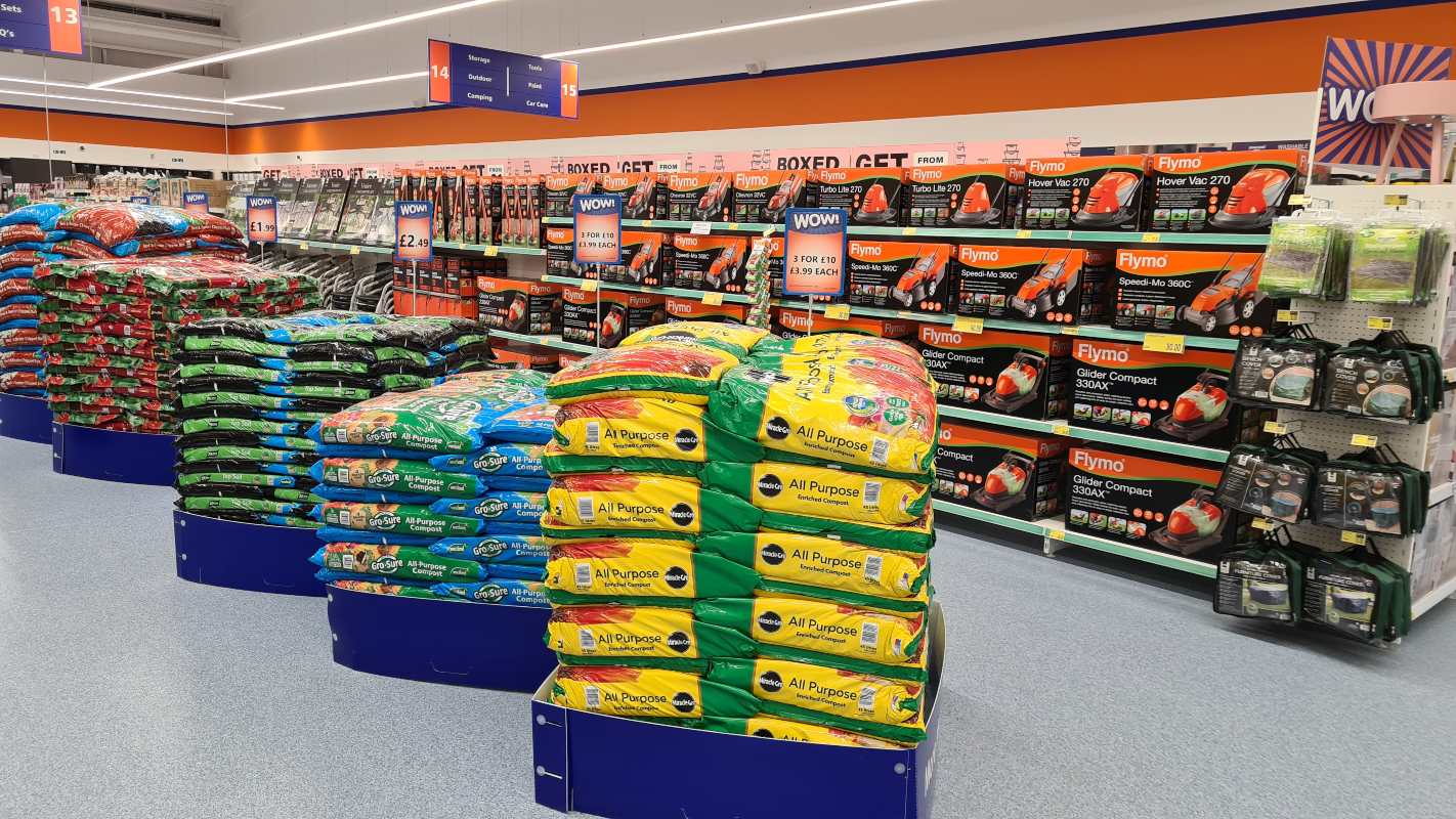 B&M's brand new store in Lisburn stocks a huge Garden range; everything from lawnmowers and strimmers to compost and aggregates.