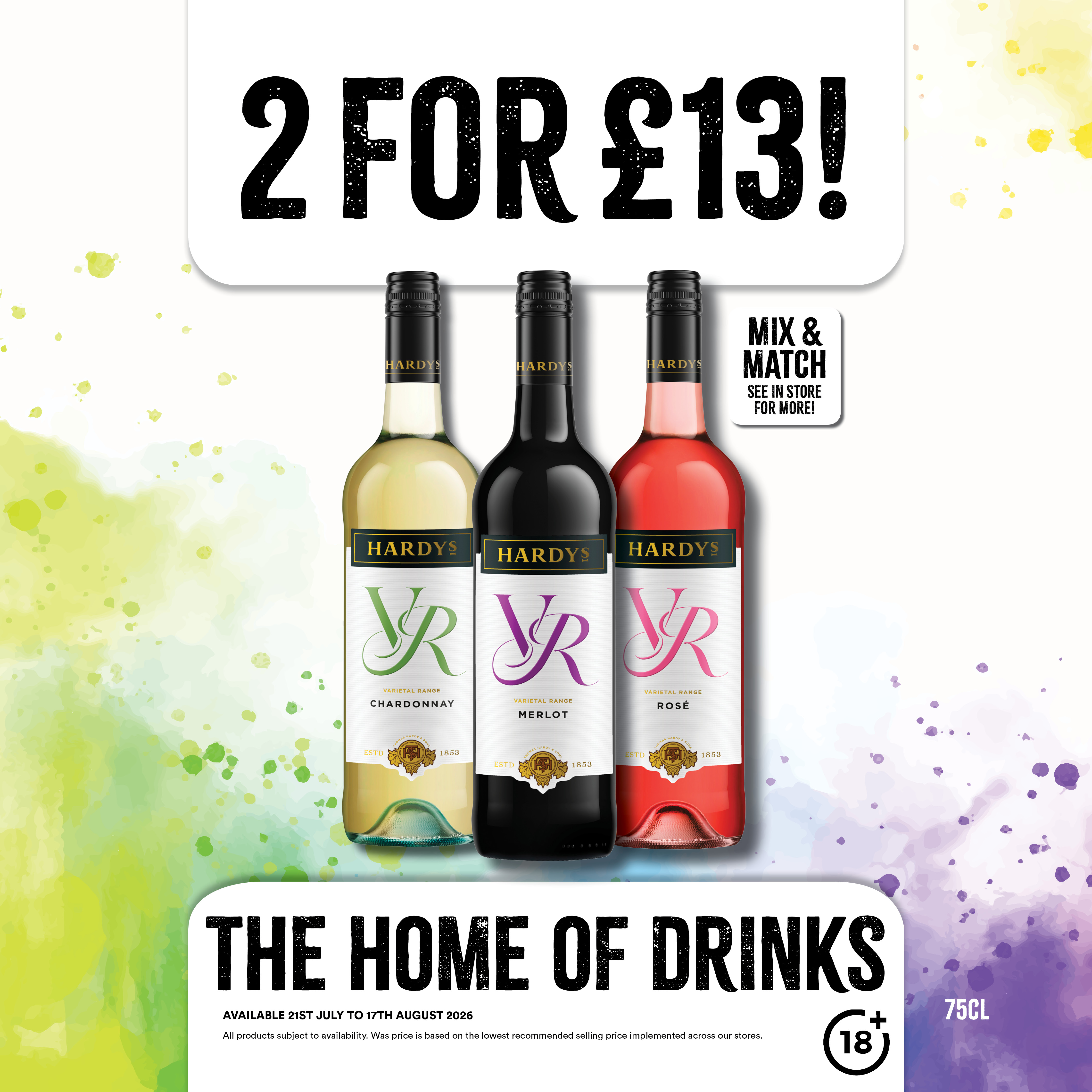 2 for £13 on selected wines