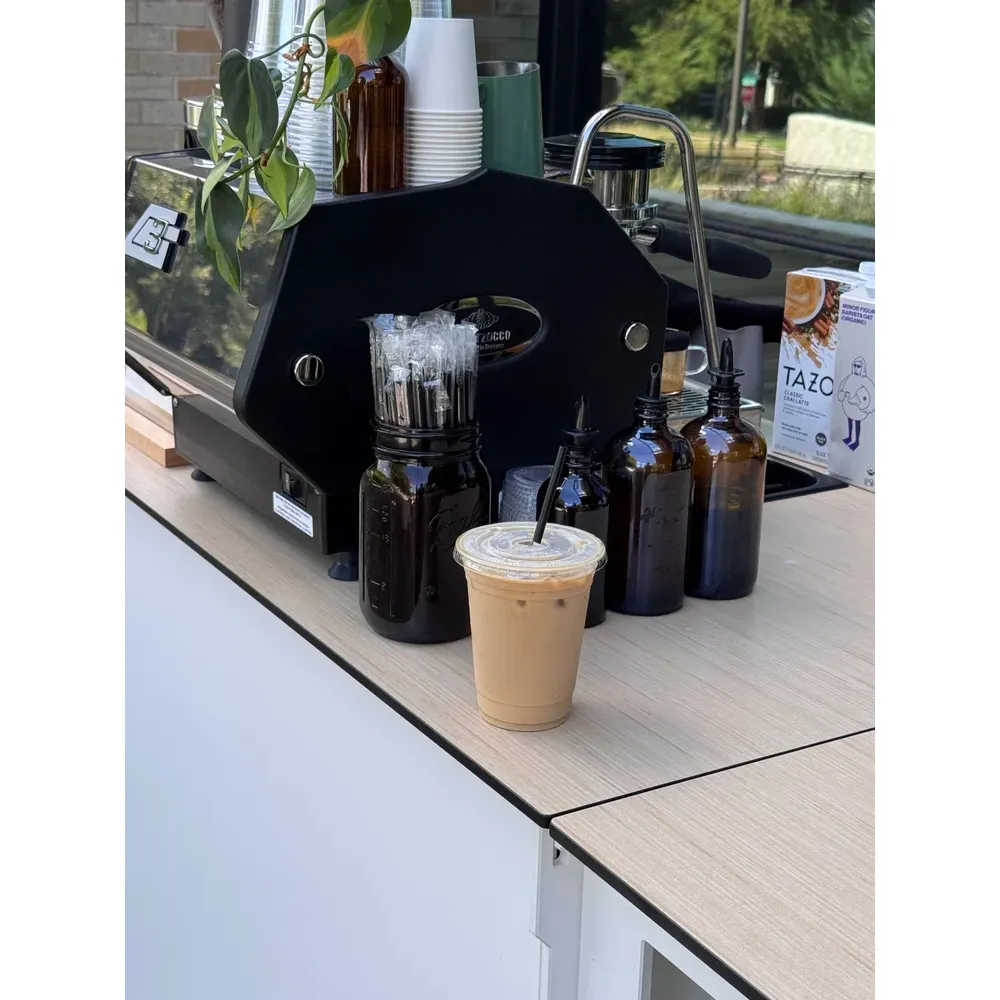 Iced latte mobile coffee cart Austin TX Smylie coffee catering 