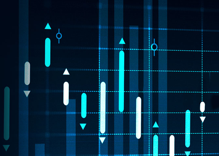 A close-up shot of market graphs.