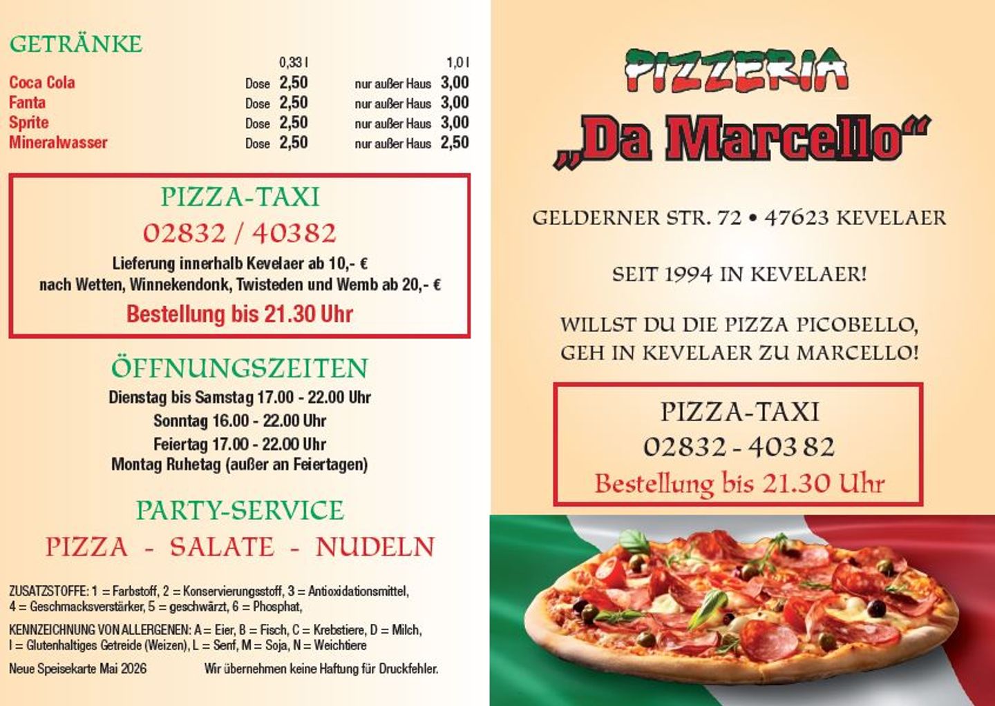 PIZZA TAXI Lieferdienst 