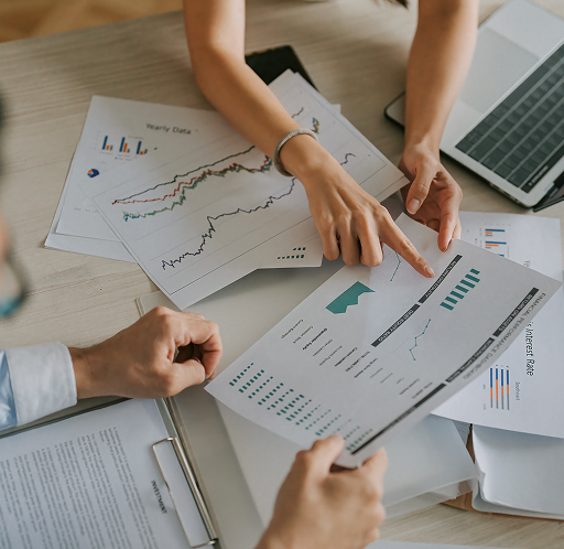 Professionals performing a market analysis.
