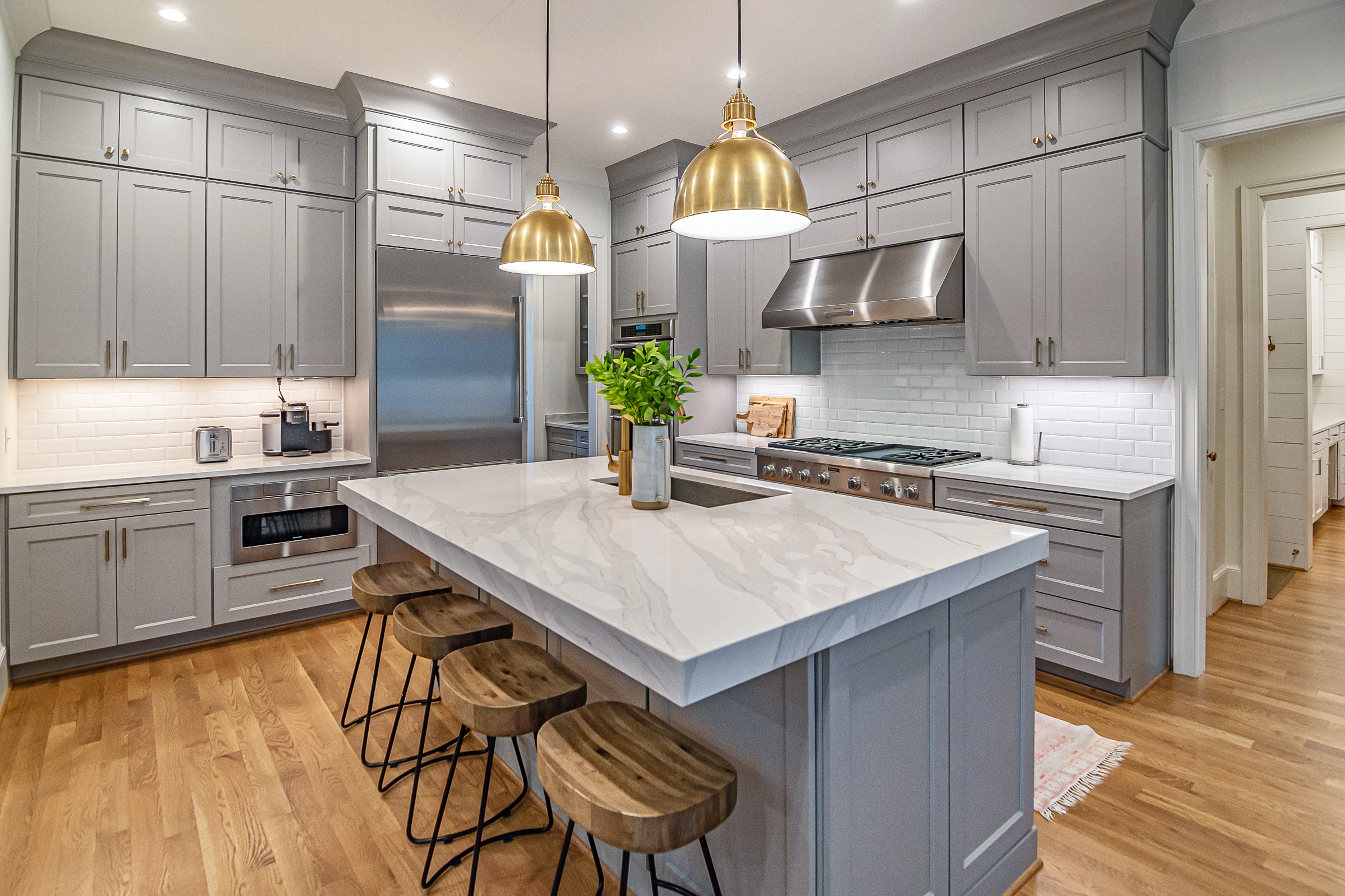 Kitchen after kitchen cabinet painting in Draper, UT.
