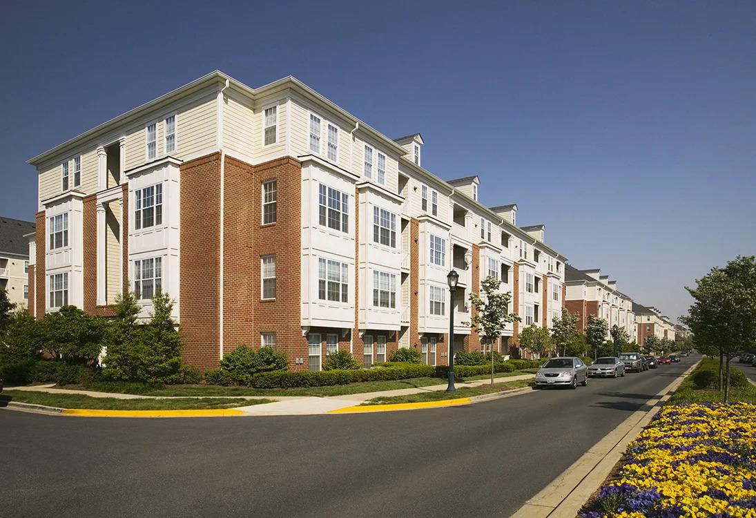 Building exterior at The Residences at King Farm in Rockville, MD 20850