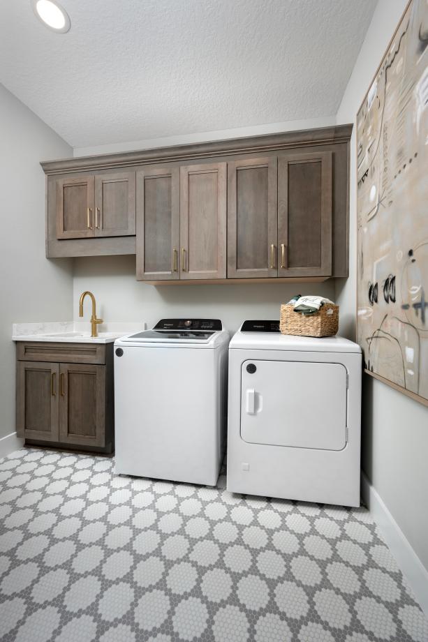 Convenient laundry rooms with optional sink and added storage