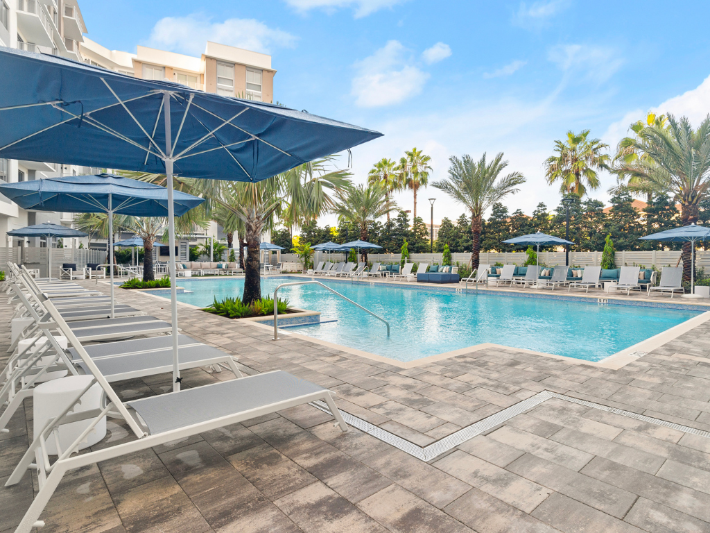 Heated Swimming Pool at The Marc Luxury Apartments in Palm Beach Gardens FL