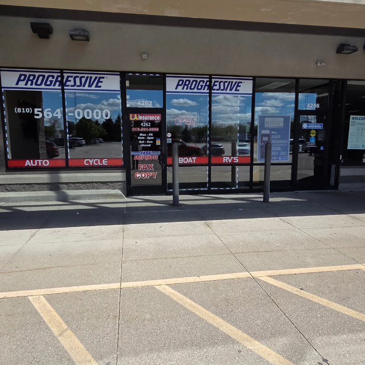 Exterior of the L.A. Insurance Agency located at 4262 West Vienna Rd. in MI