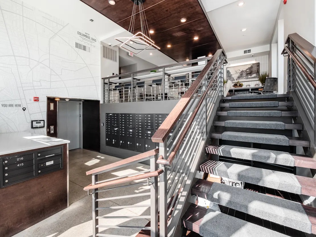 Staircase with Metal Railing 