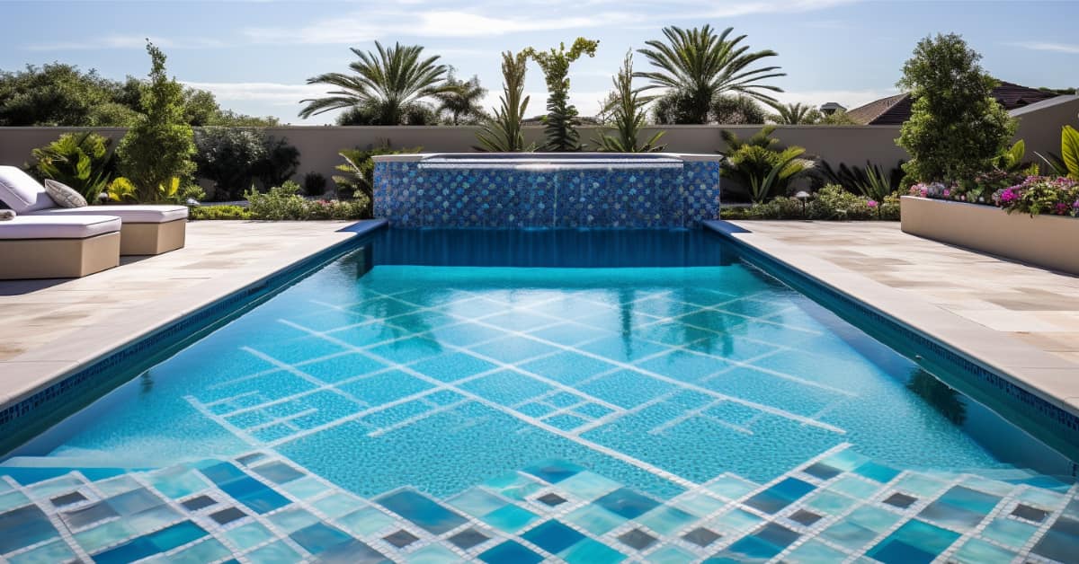 Creative pool tile and coping with Big Diamond Pools, Spring, Texas
