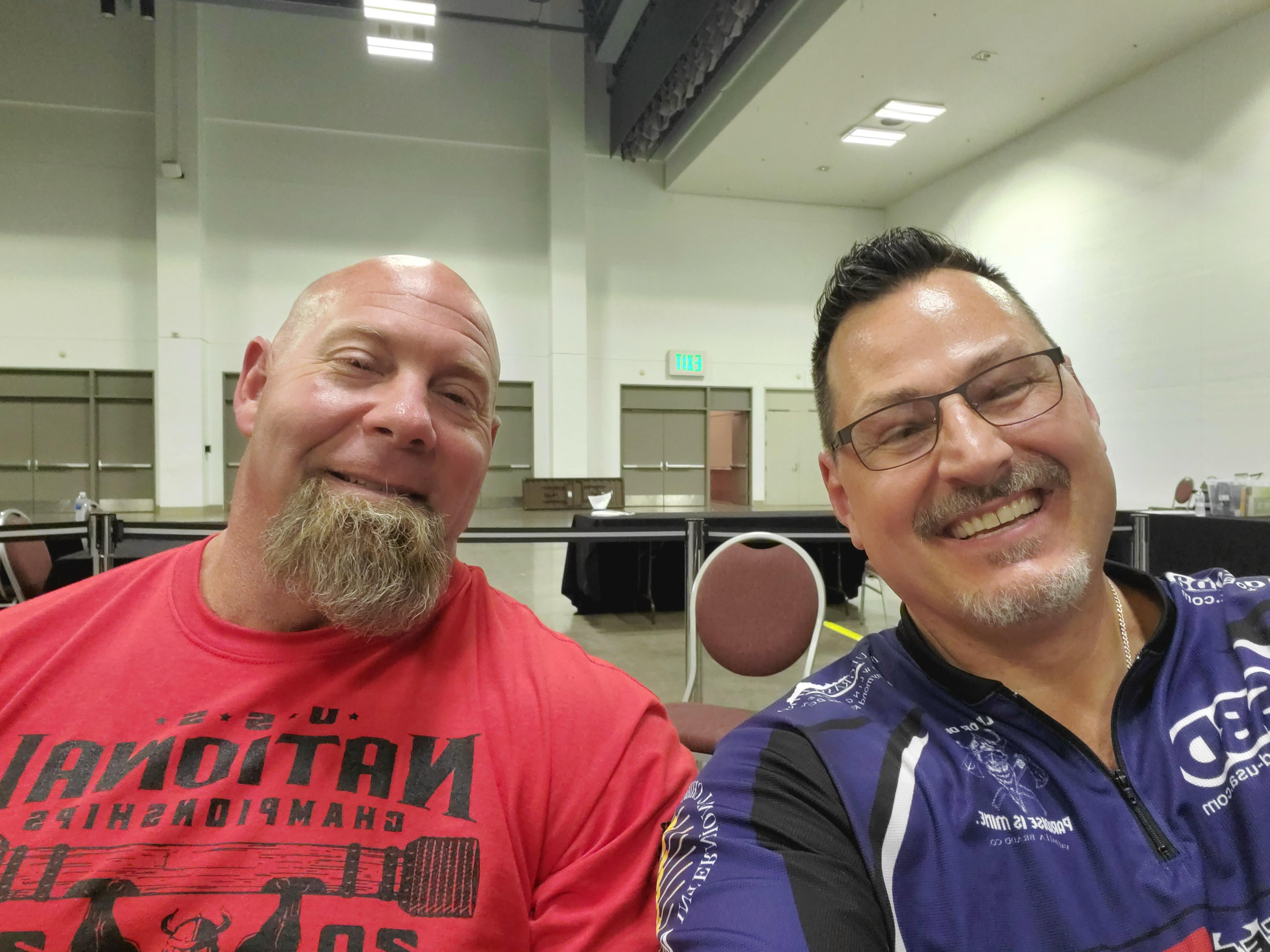 Dr. McDougle with Nick Best from history channels strongest men in history at the United States Strongman 2021 Nationals in Minnesota.