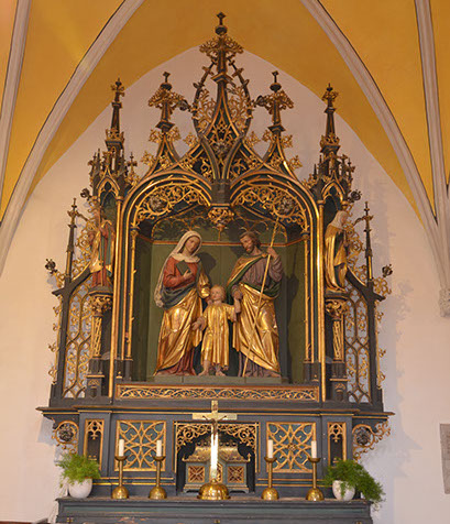 Restaurierung der sechs Seitenaltäre und der Kanzel im Kastulusmünster Moosburg (1862 – 1874). Im Auftrag der Erzdiözese München und Freising.