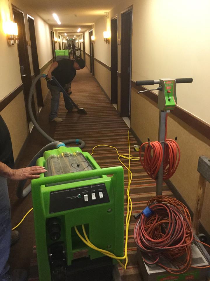 SERVPRO in action on a commercial water restoration job.