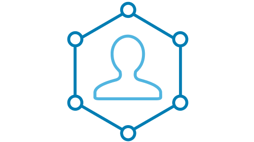 Silhouette with interconnected lines icon.