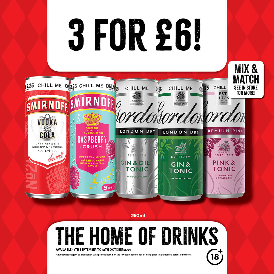 3 For &pound;6 on selected ready to drink cans