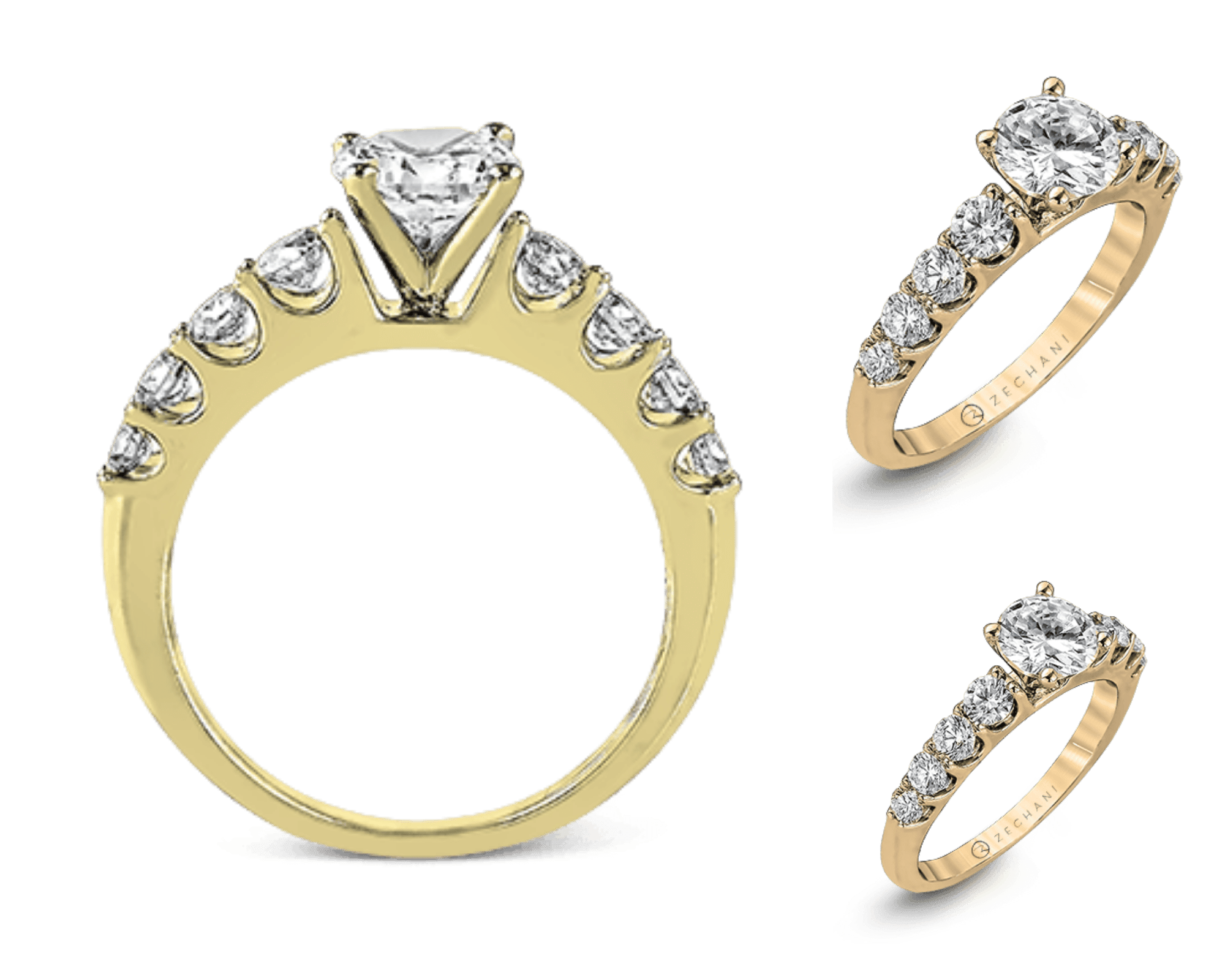Zeghani Engagement Ring in 14k Gold with Diamonds
