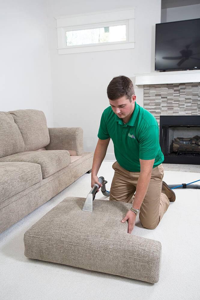Immaculate Home Chem-Dry technician performing upholstery cleaning in Torrance