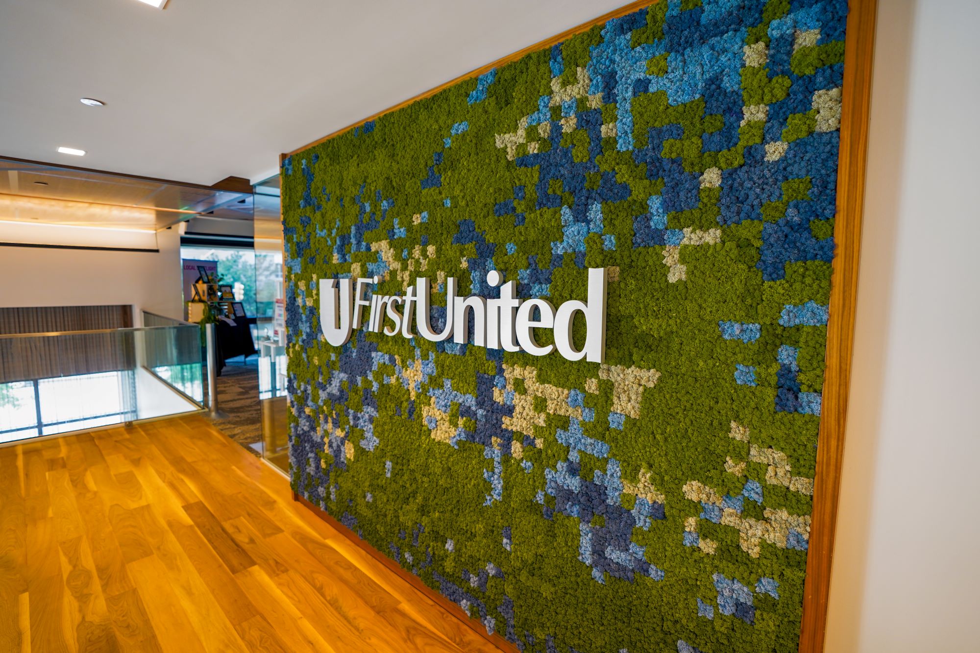 First United Bank - Dallas Uptown interior branded wall