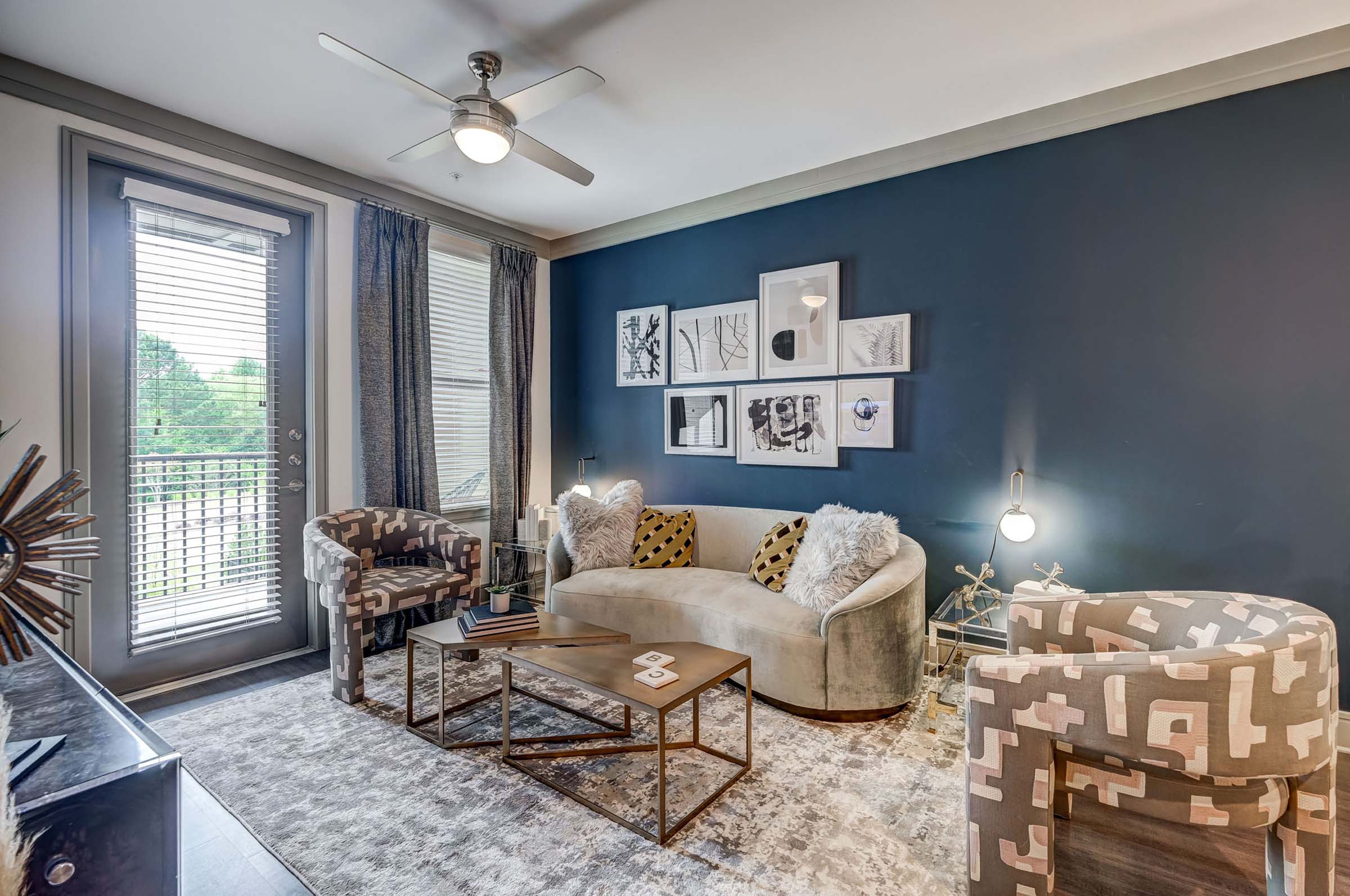 Living room at Camden Alpharetta apartments in Alpharetta, GA