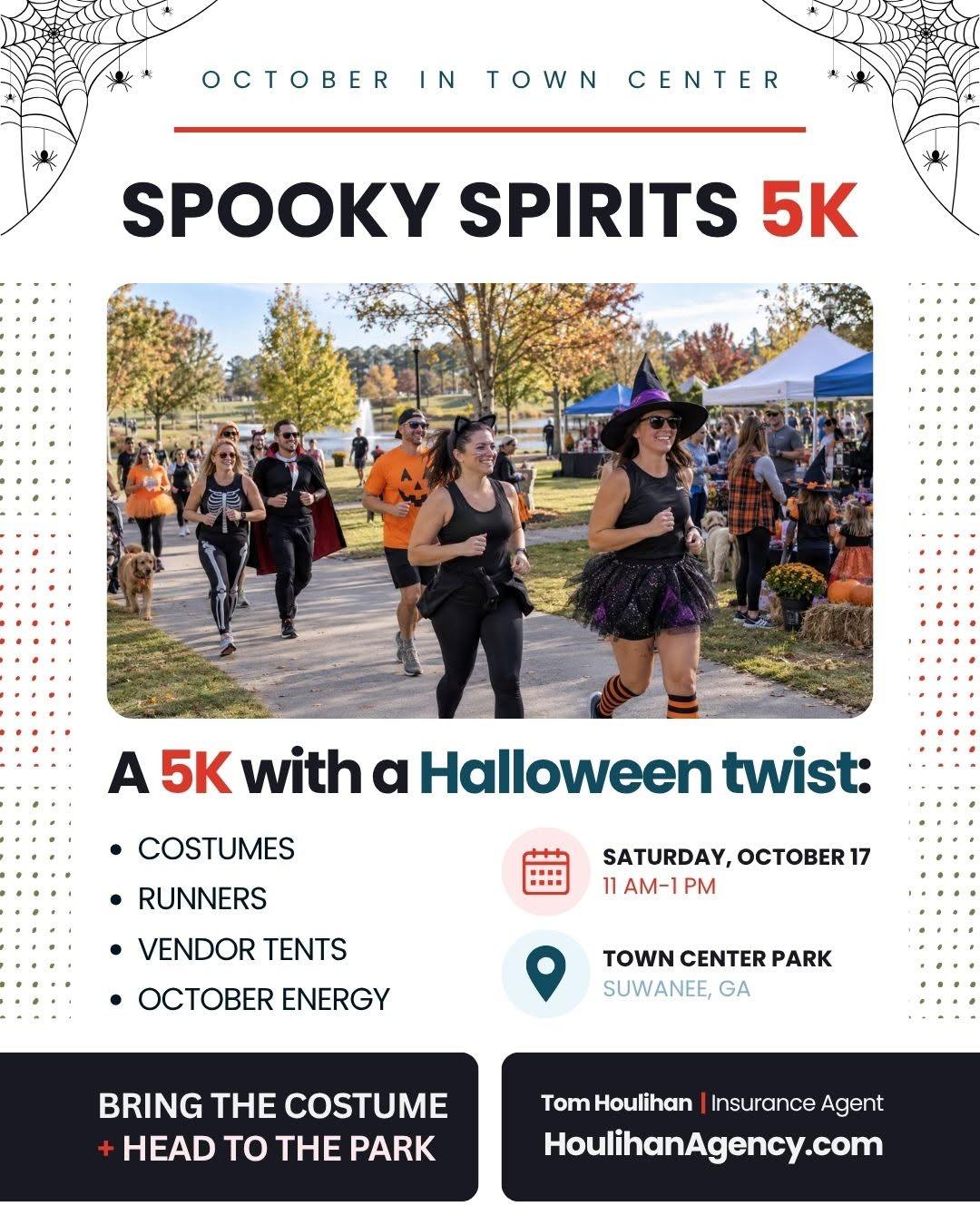 Get ready for some spooky fun in Suwanee! The Spooky Spirits 5K is coming to Town Center Park on October 17. Enjoy Halloween costumes, local vendors, and a festive race day atmosphere. A fun way to celebrate the season with the community!