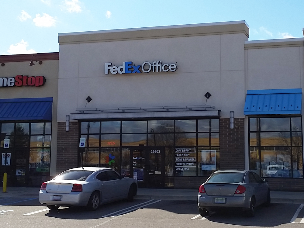 Exterior photo of FedEx Office location at 29603 Plymouth Rd\t Print quickly and easily in the self-service area at the FedEx Office location 29603 Plymouth Rd from email, USB, or the cloud\t FedEx Office Print & Go near 29603 Plymouth Rd\t Shipping boxes and packing services available at FedEx Office 29603 Plymouth Rd\t Get banners, signs, posters and prints at FedEx Office 29603 Plymouth Rd\t Full service printing and packing at FedEx Office 29603 Plymouth Rd\t Drop off FedEx packages near 29603 Plymouth Rd\t FedEx shipping near 29603 Plymouth Rd