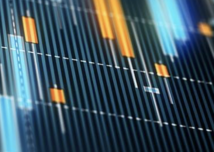 A close-up shot of market graphs.