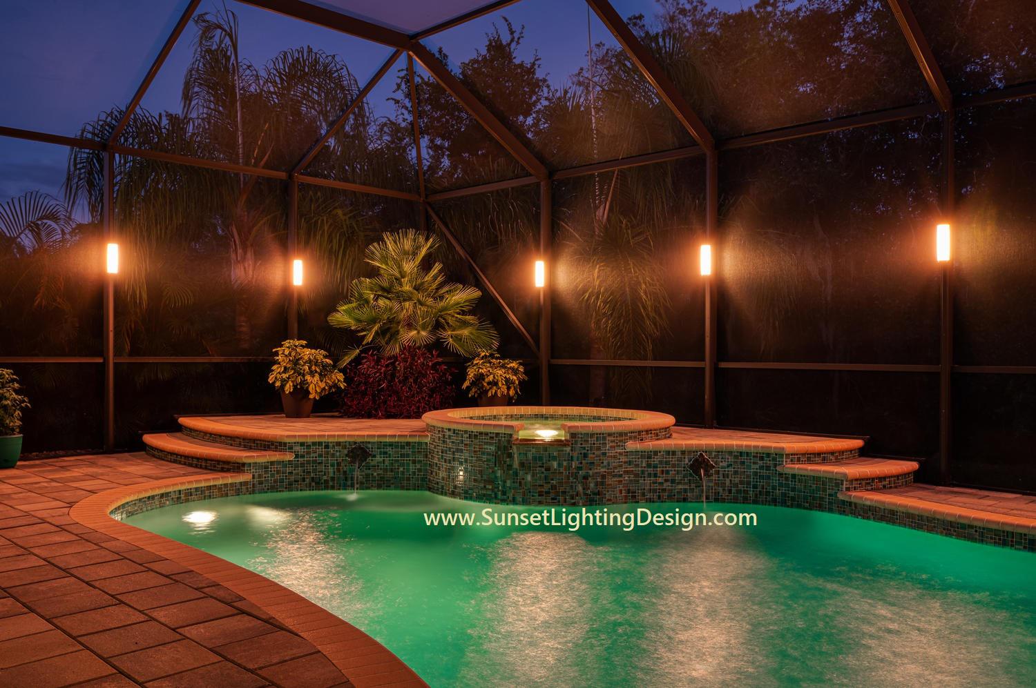 Lanai Lights for Pool Cages Sunset Lighting Design Tampa