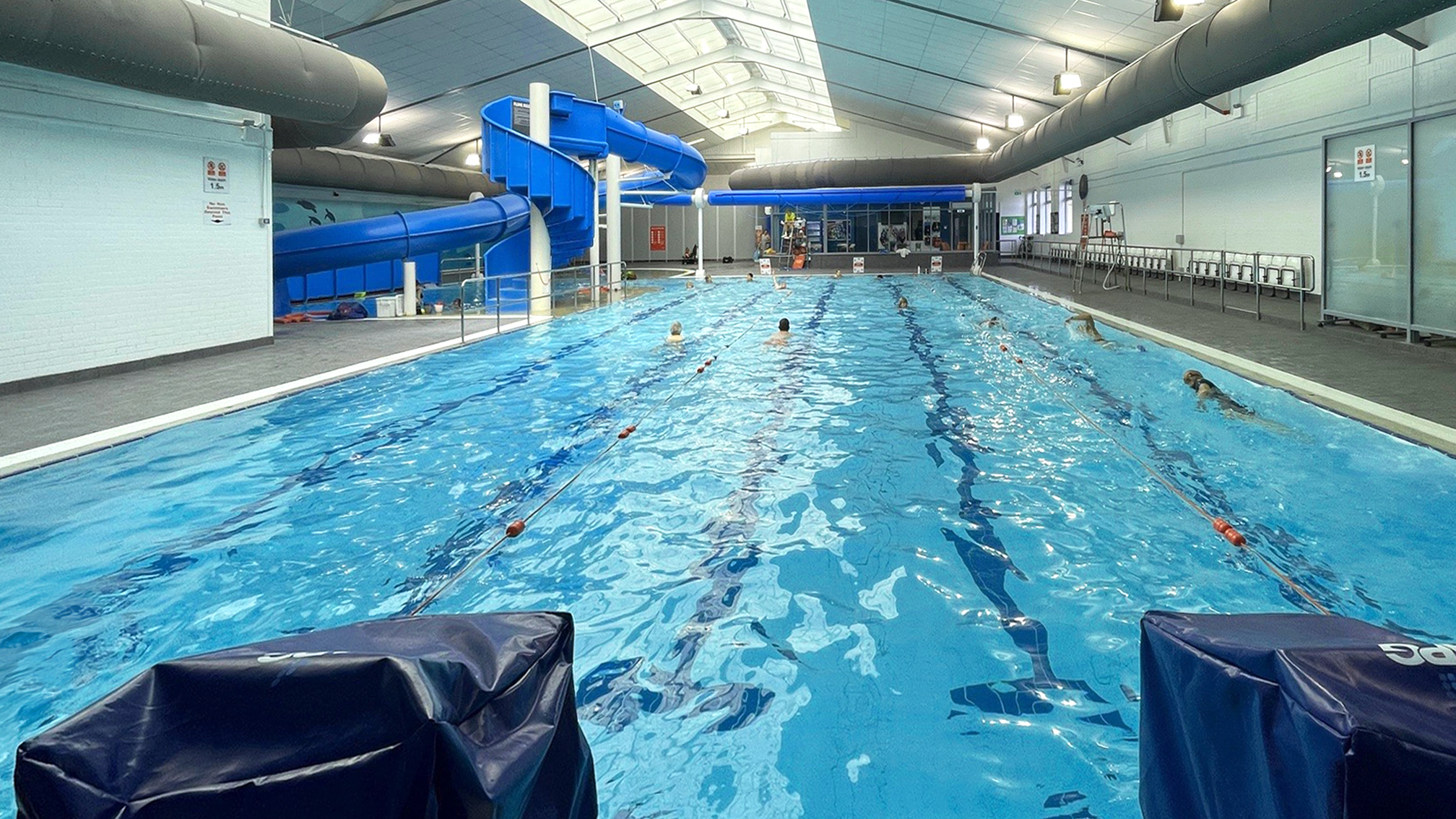 Our 25m indoor pool operates on a varied timetable. There's also a flume, which can be enjoyed during our Family Swimming sessions.
