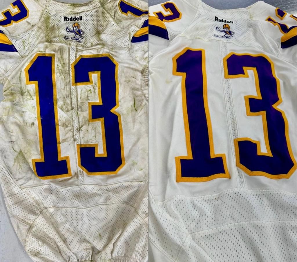 champion football jerseys before and after cleaned by servpro cleaning division