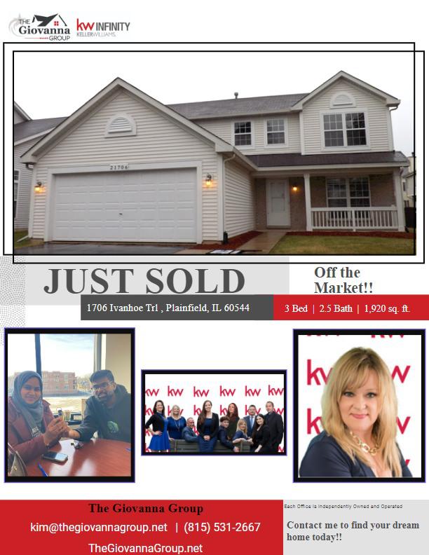 If you are looking to buy or sell a home of your own, call or text 815-531-2667 and ask for Kim at The Giovanna Group-Keller Williams Infinity Group 105 E Spring St. Yorkville, IL 60560.