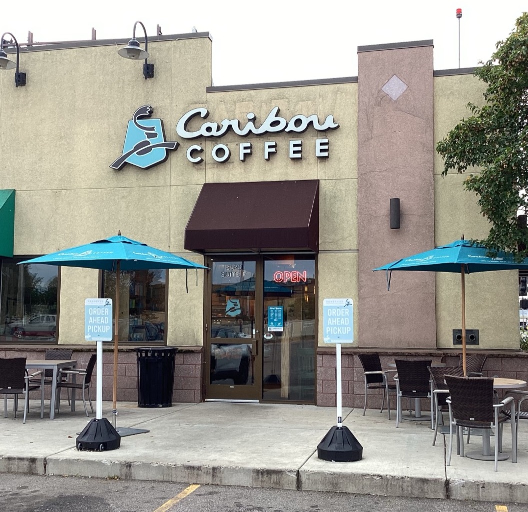 Storefront of the Caribou Coffee at 2423 Division Street West in St. Cloud