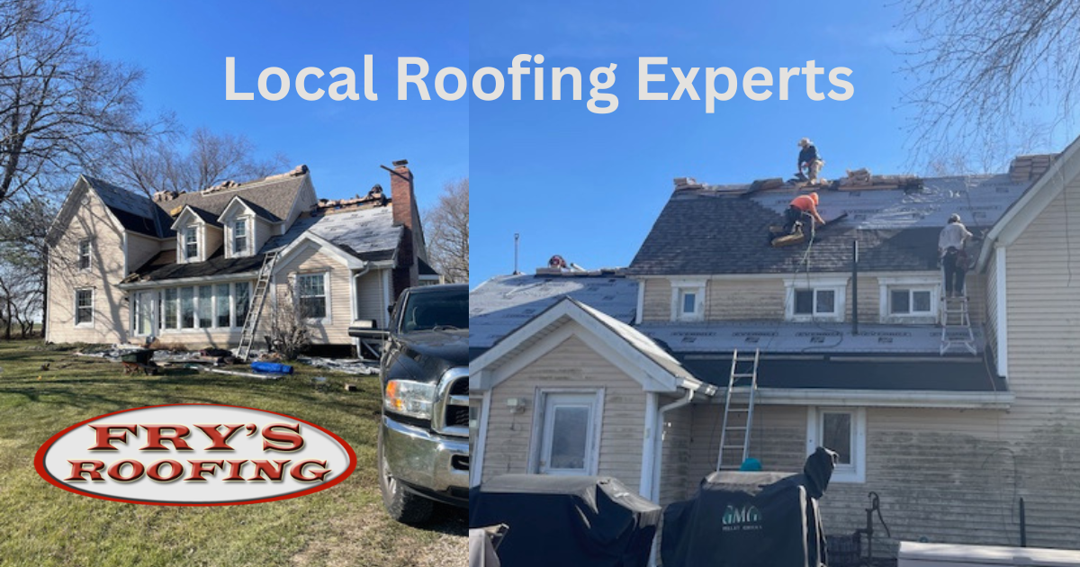 Showing a roof repair by Fry's Roofing team in Jackson County, MO.