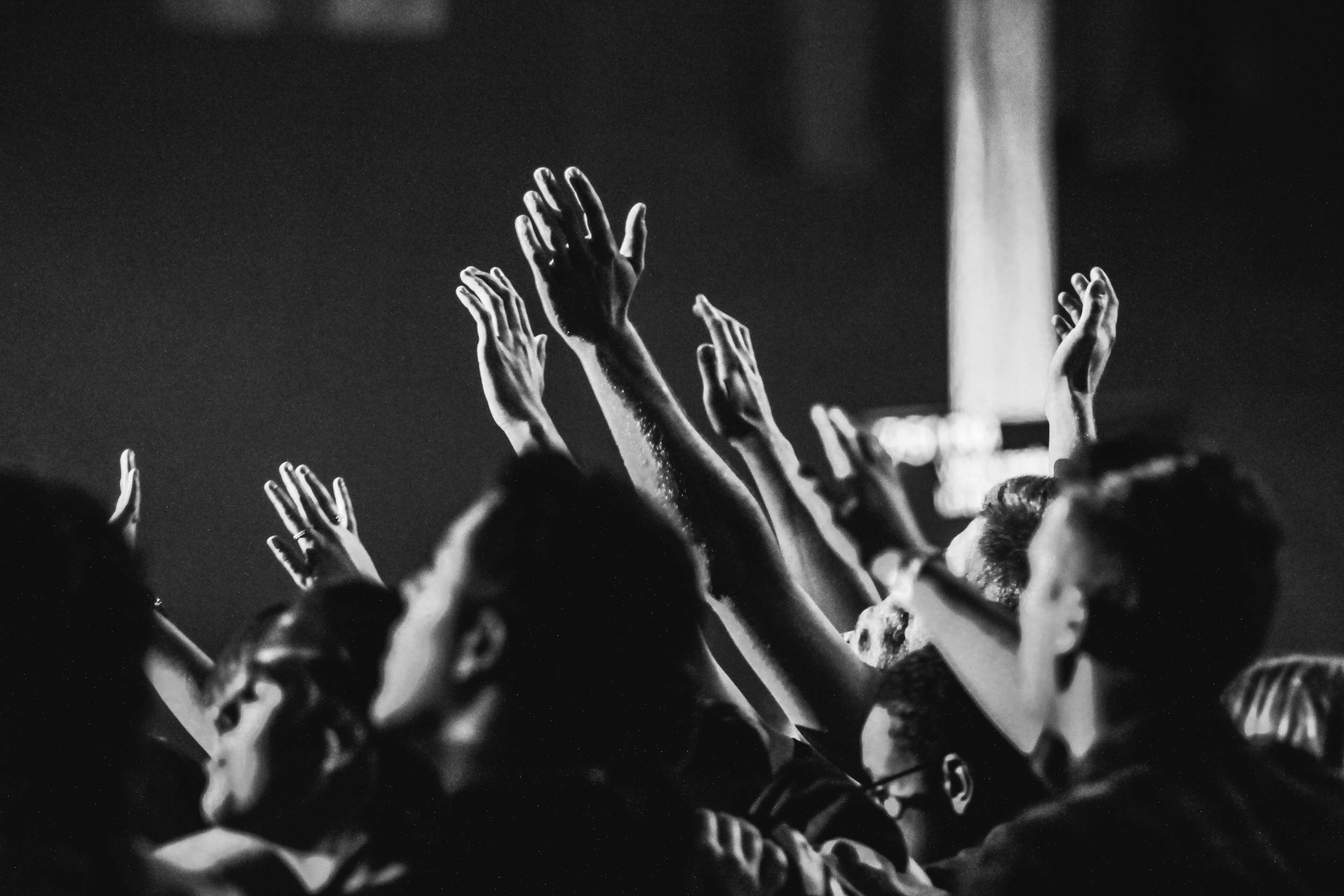 Congregation participating in a worship service