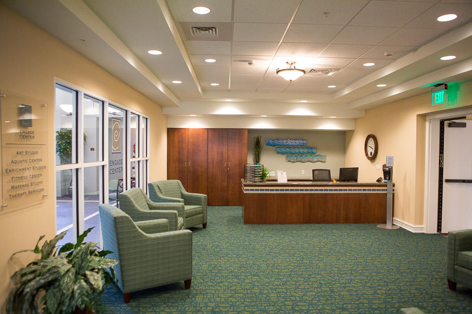 The Village at Orchard Ridge, senior living retirement community in Winchester, Virginia. Engage Center lobby.