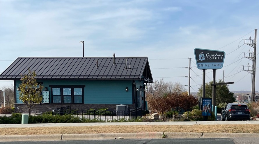 Storefront of the Caribou Coffee at 2351 County Road 42 in Burnsville