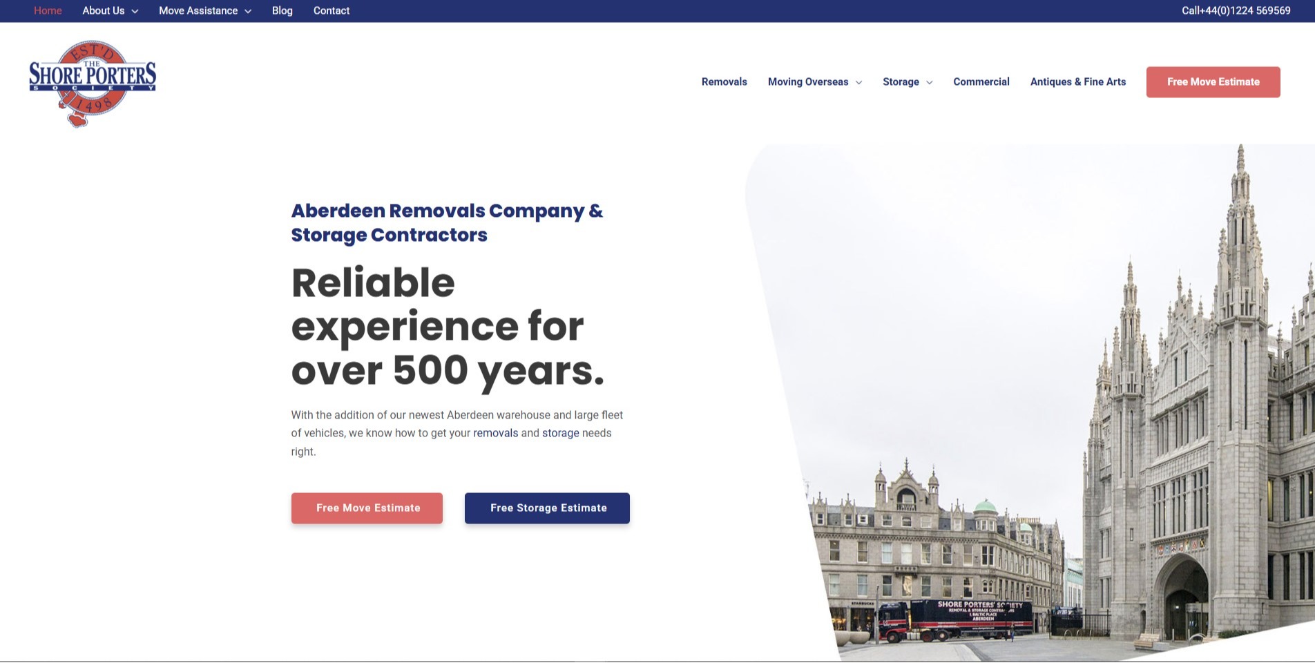 Removals company website design and development