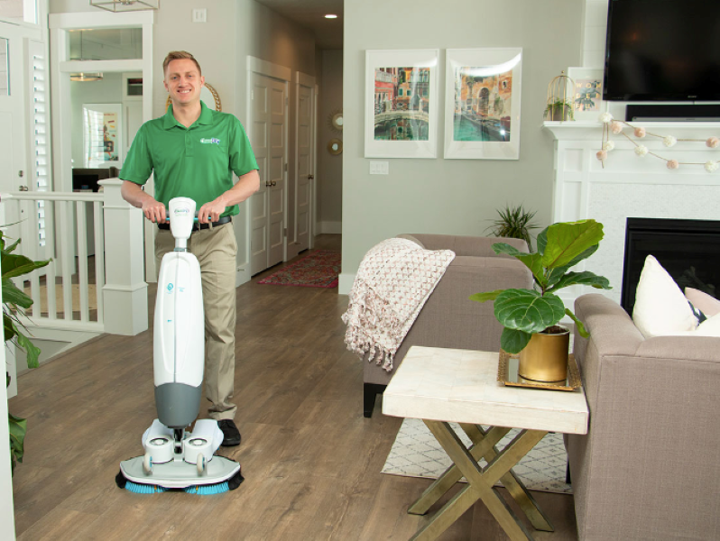 Chem-Dry technician performing wood floor cleaning