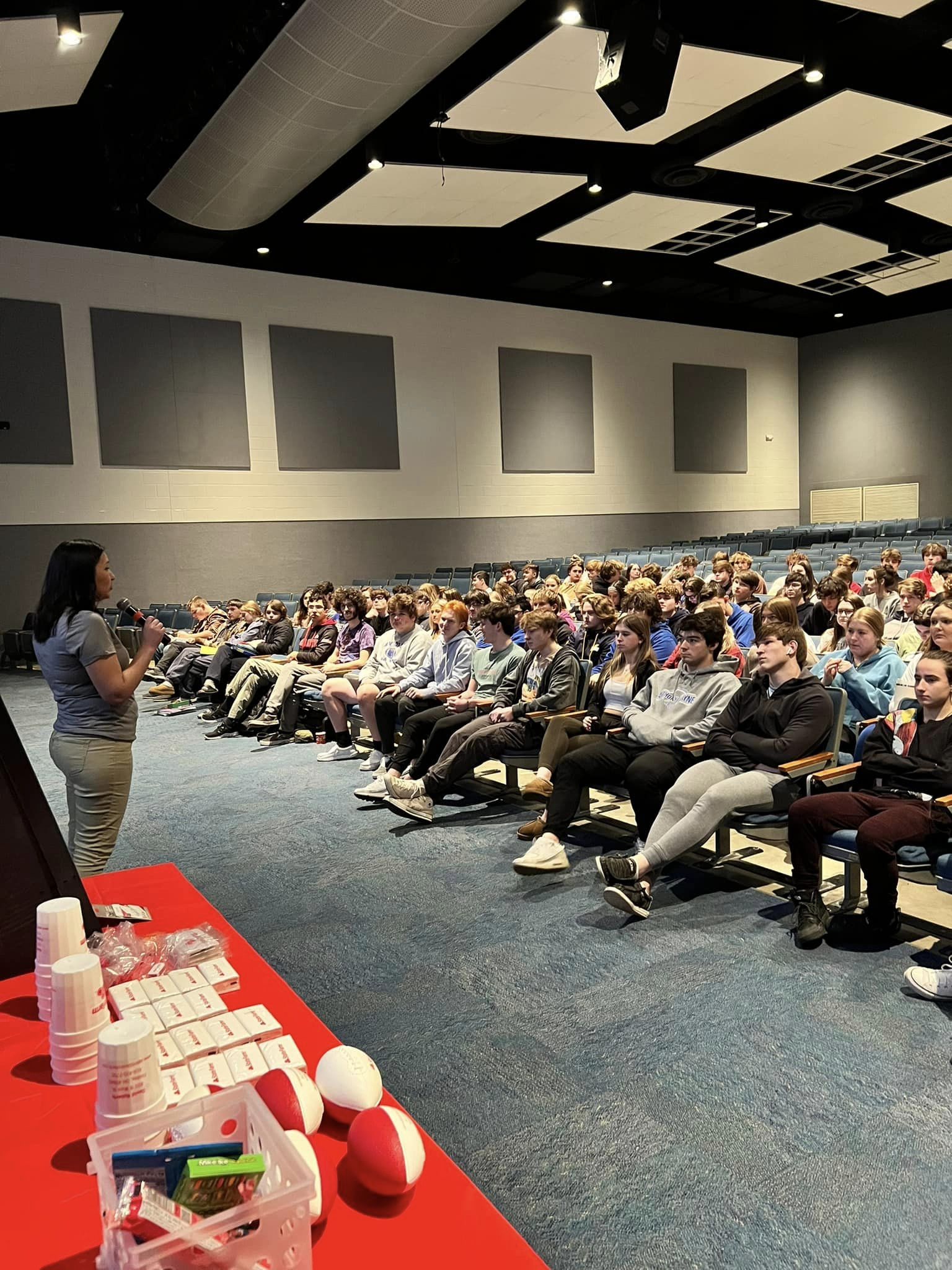 Jake was out at the Anthony Wayne High School teaching seniors the basics of car insurance.