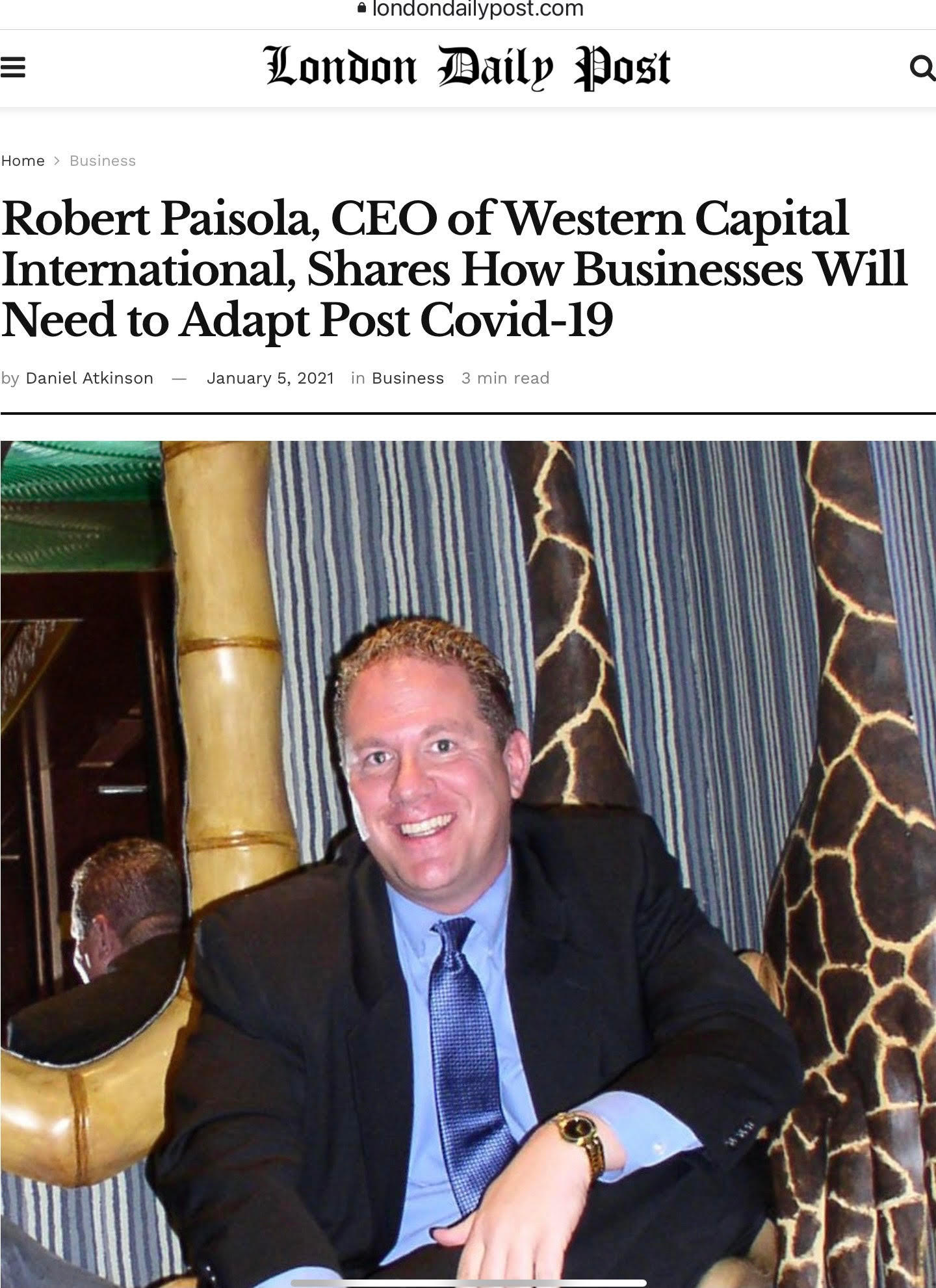 Robert Paisola in The London Daily Post 2021