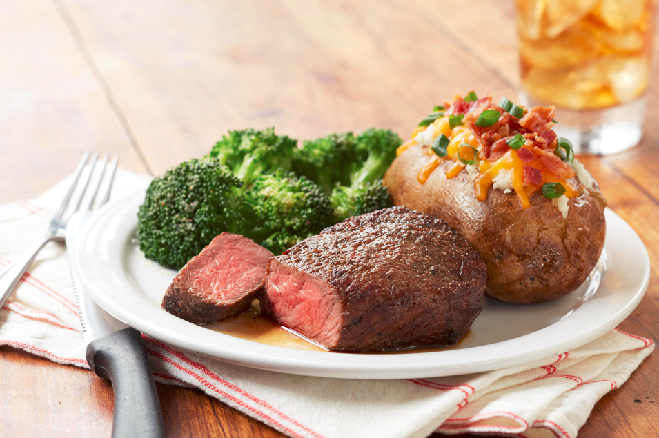 Our Steakhouse Sirloin is hand-cut, custom-aged, grilled your way, and topped with herb garlic butte