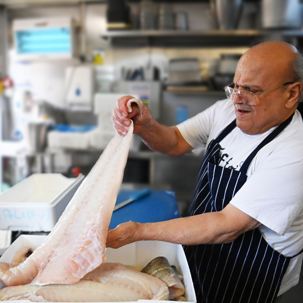 Fresh fish preparation at Toff's of Muswell Hill