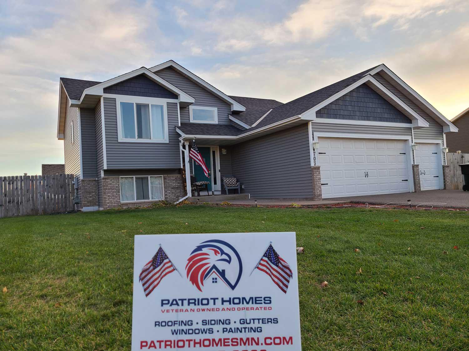 Patriot Homes is Minnesota's roofing expert for all roof replacement, new roof installation, roof repair, siding and gutter needs in central Minnesota. Call or click today to schedule a free estimate!