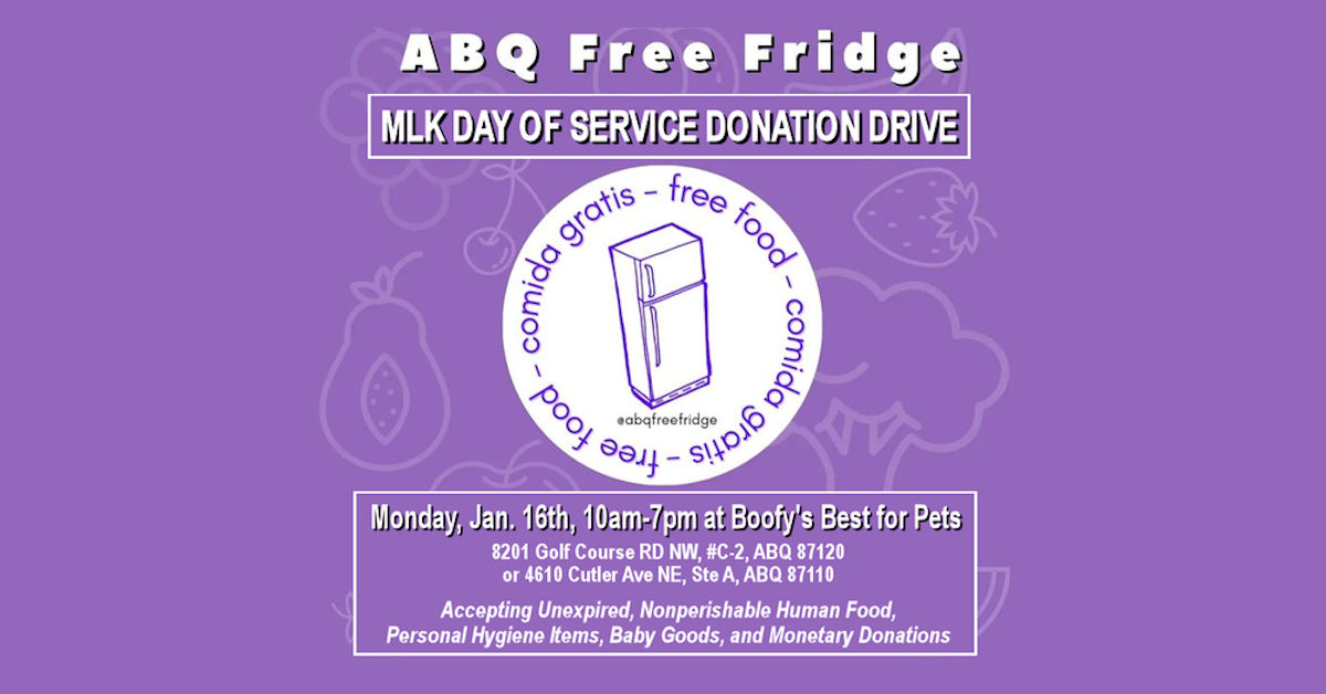 MLK Day Of Service ABQ Free Fridge Donation Drive Boofy's Best For Pets