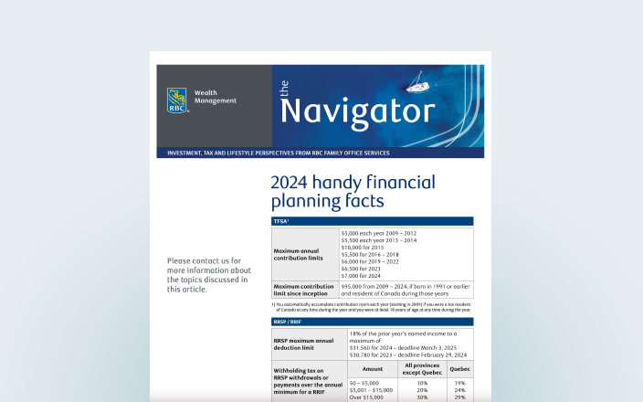 First page of the handy financial planning facts guide.