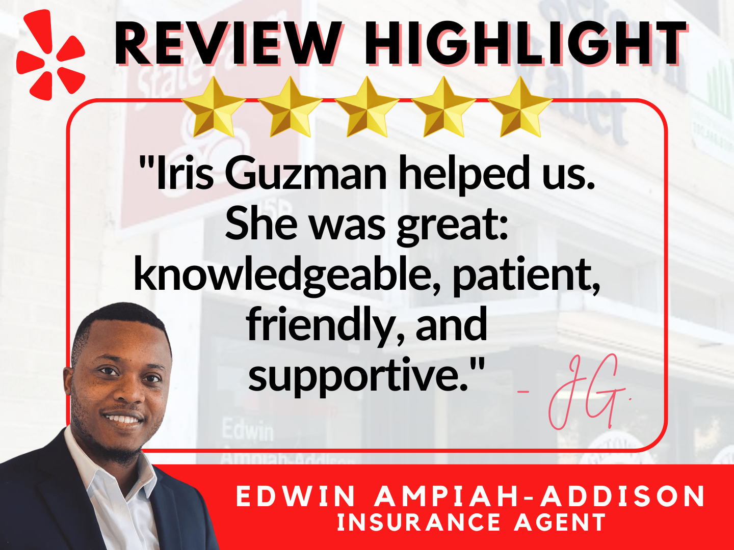 We&rsquo;re grateful for the kind words from one of our amazing customers here in Washington, DC! Your feedback means everything to our team at Edwin Ampiah-Addison State Farm, and we&rsquo;re proud to serve our local community.

If you&rsquo;re looking for a State Farm insurance agent in Washington, DC, we&rsquo;re here to help with auto insurance, home insurance, renters insurance, life insurance, and insurance quotes. Stop by our office or give us a call. We&rsquo;d love to help!