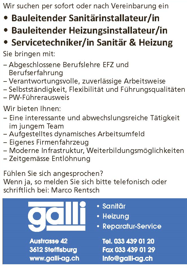 Bilder Galli AG Sanitär Heizungen