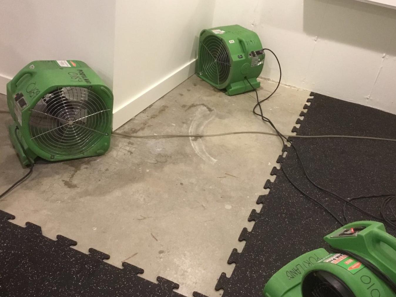 The SERVPRO equipment is up and running after a loss.