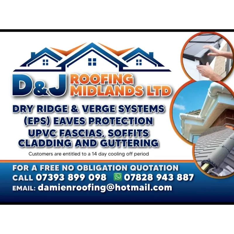 LOGO D and J Roofing Midlands Ltd Solihull 07988 253802