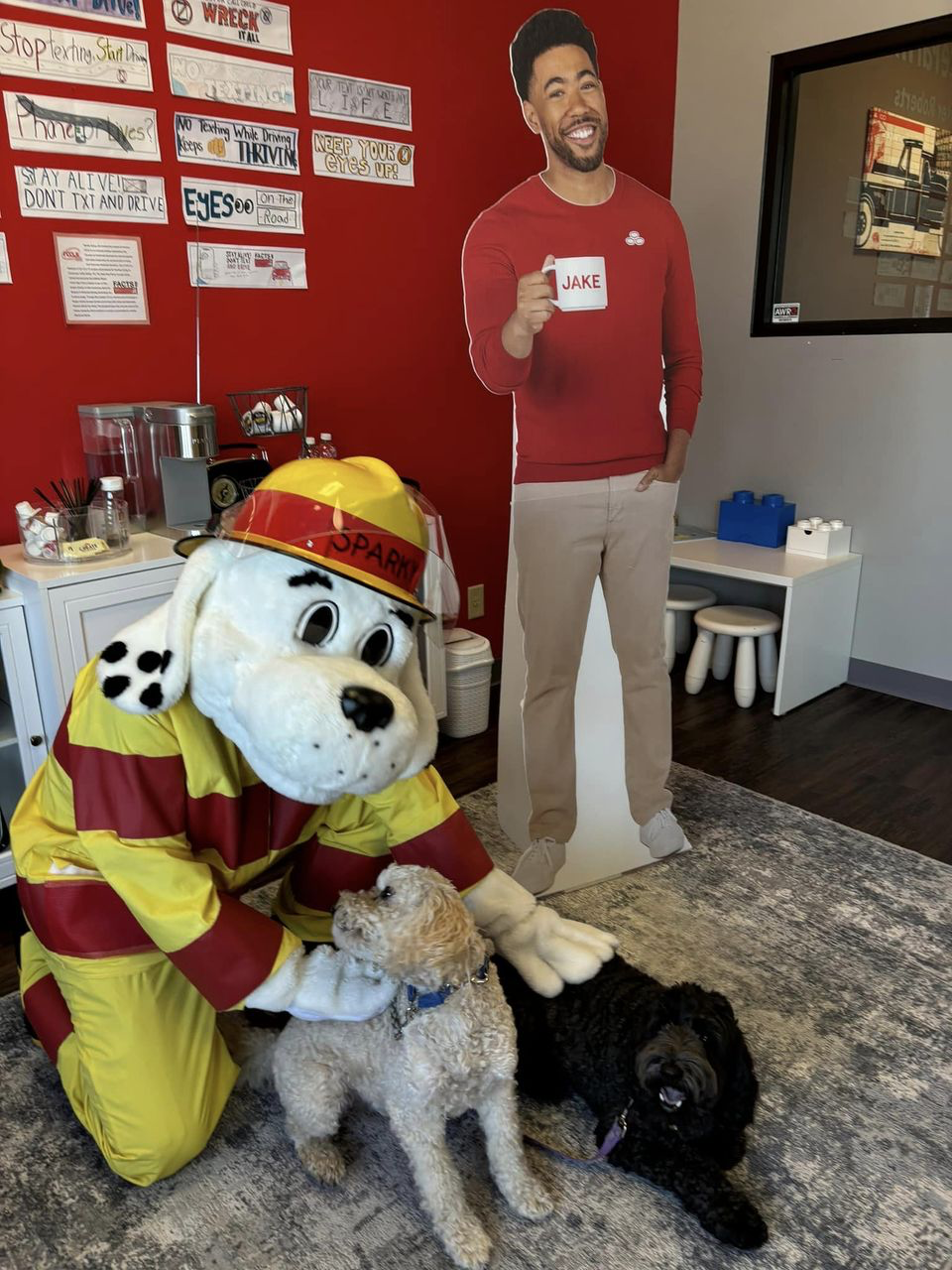 Happy and Piper loved meeting Sparky the other day, their doggy HERO!